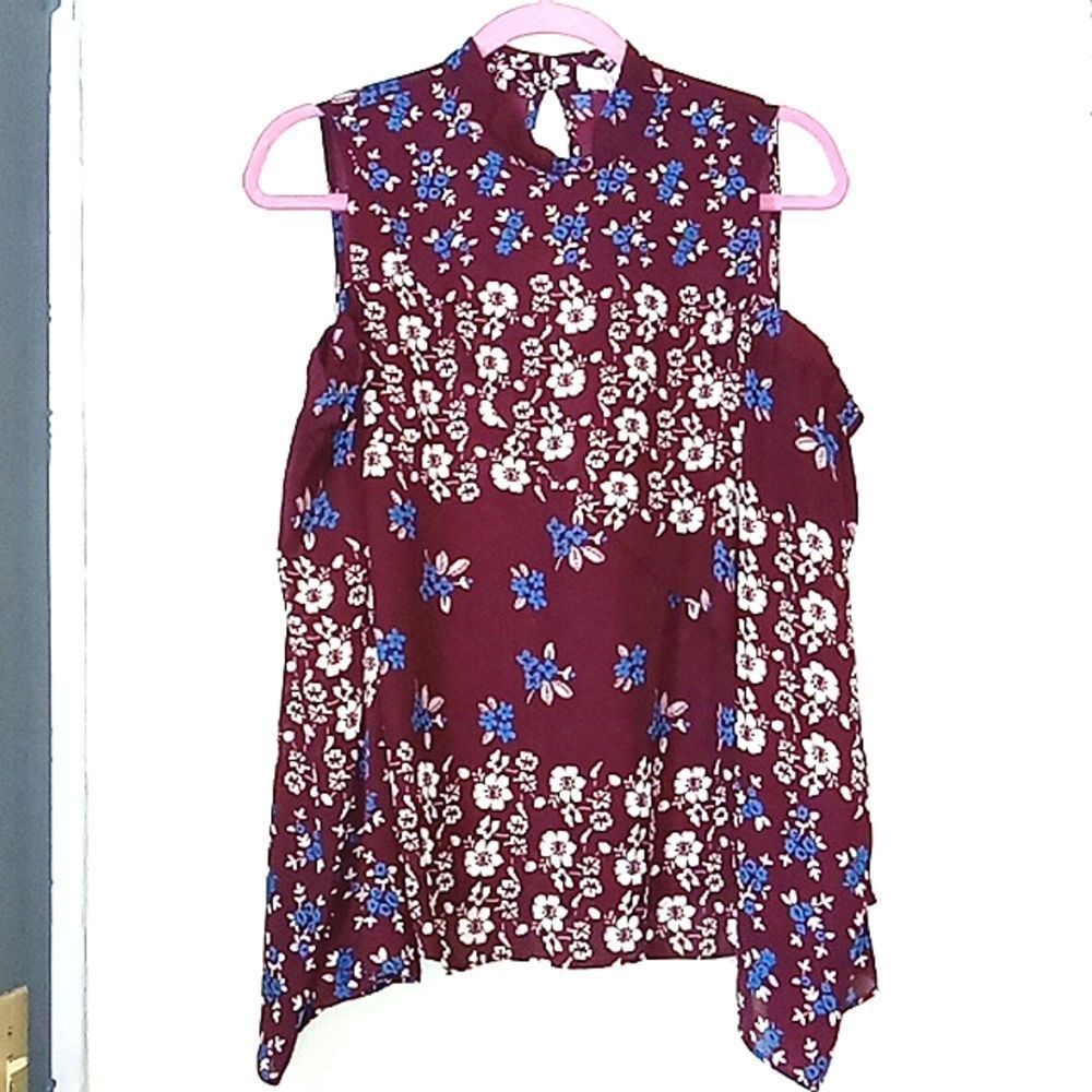 NEW PARKER CORDOVAN ACACIA BURGUNDY COLD SHOUMDERS TOP